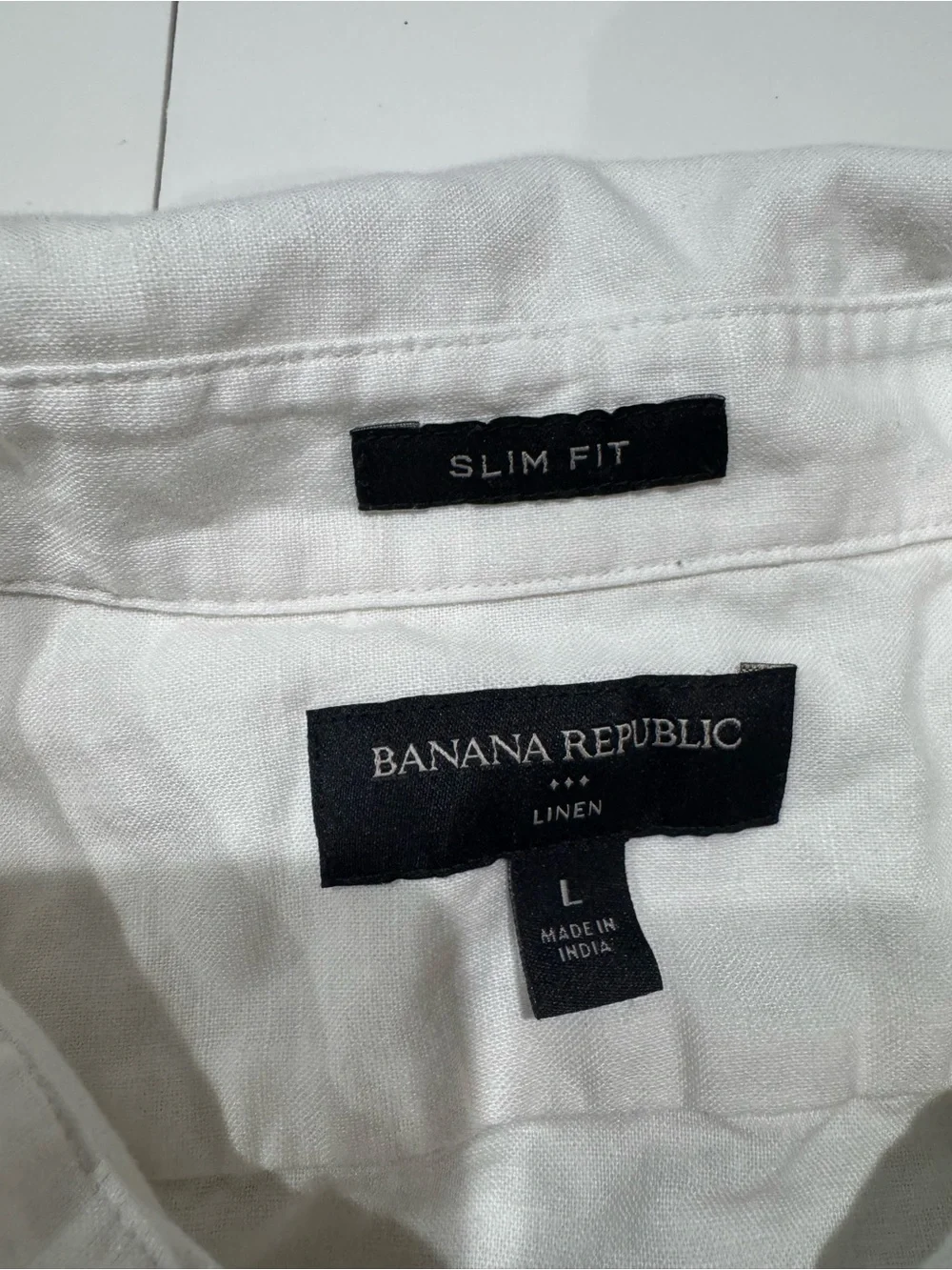 Banana Republic White Linen Slim Fit Button-Down Shirt